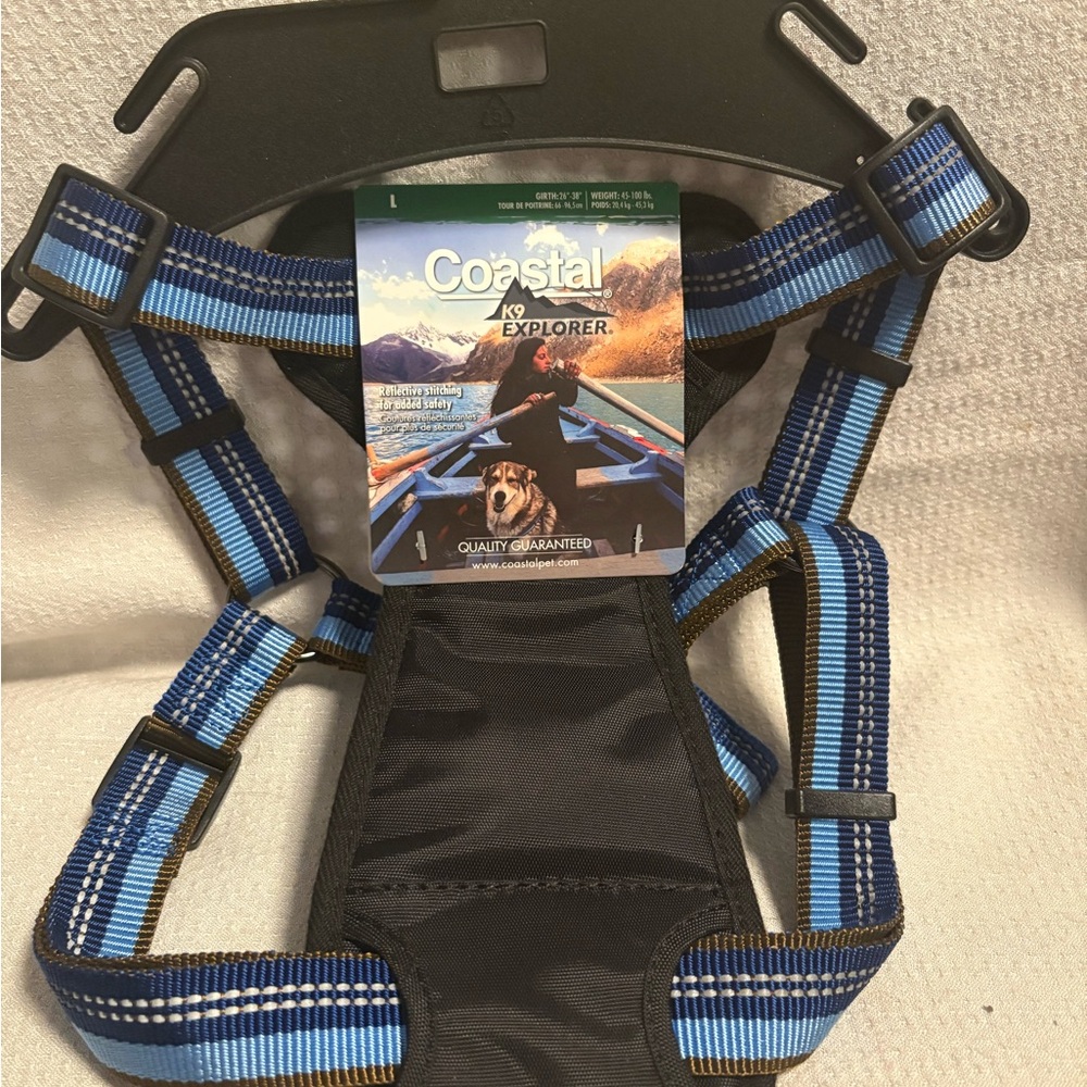 NEW COASTAL K9 EXPLORWER DOG HARNESS SIZE LARGE UP TO 100 LBS